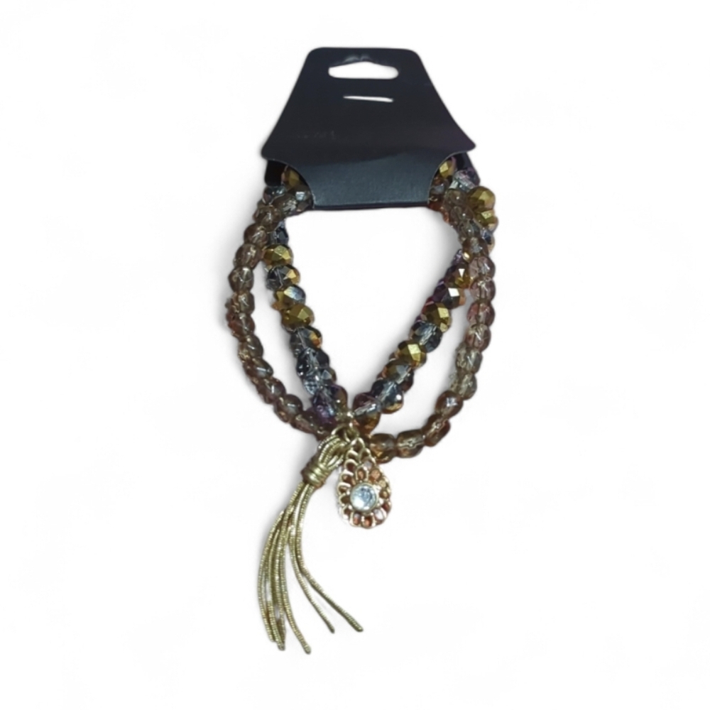 Elegant Gold and Brown Beaded Bracelet